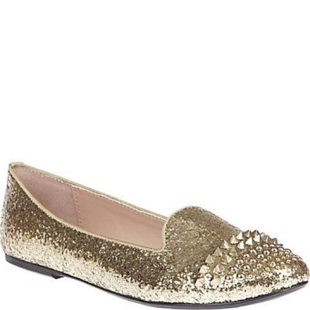 Betsey Johnson Gold Studded Glitter Flats